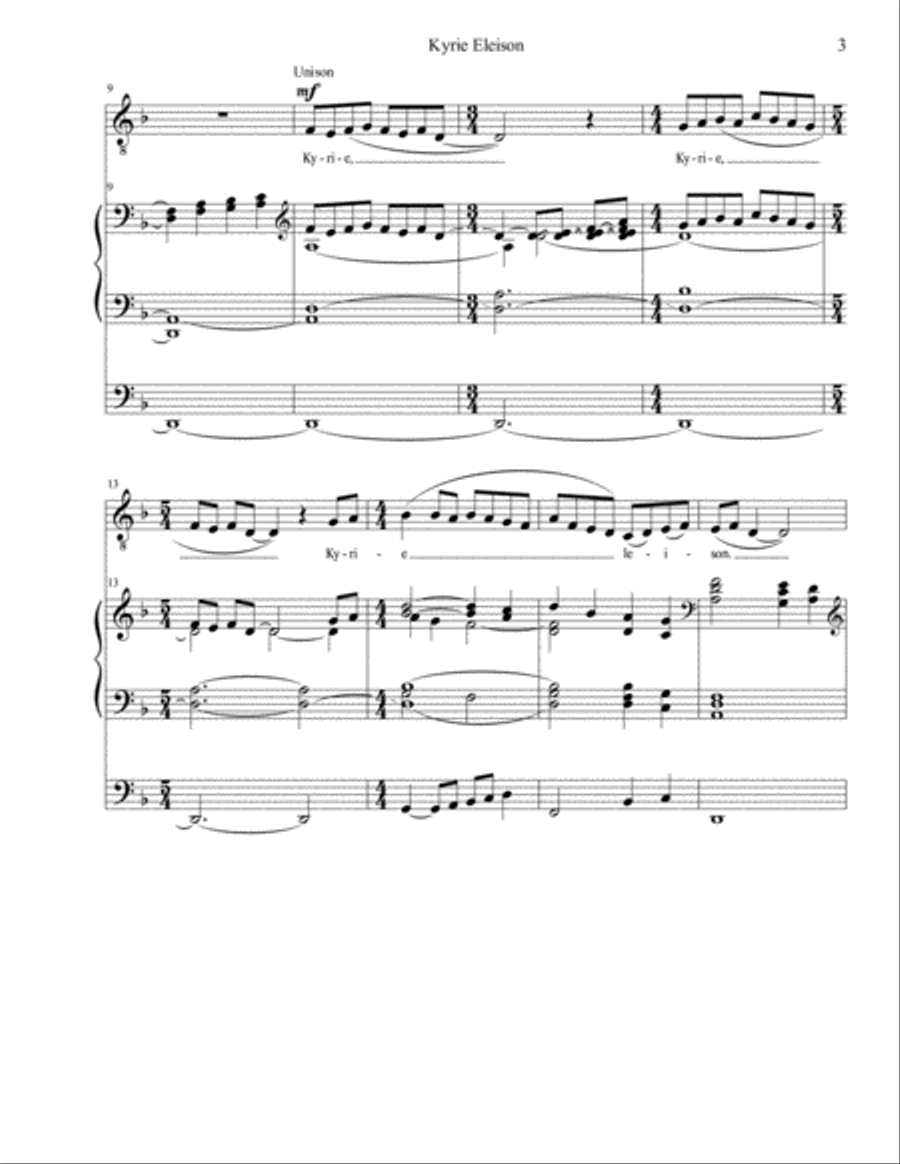 Kyrie Eleison (for Unison Chorus & Organ) Unison Choir scores gallery preview page 3