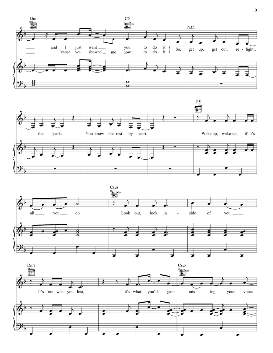 Wake Up (from Julie and the Phantoms) Piano, Vocal, Guitar scores gallery preview page 3