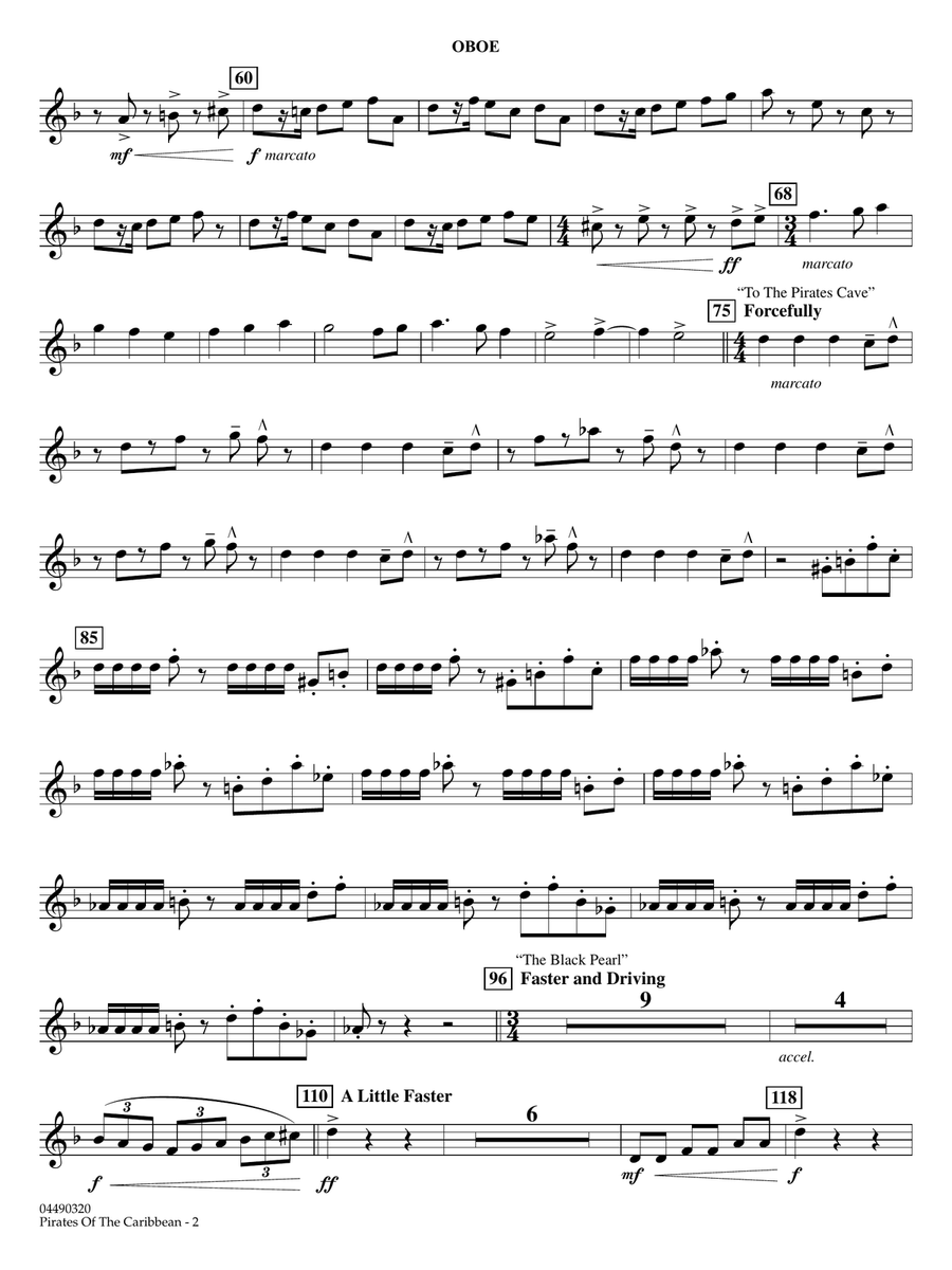 Pirates of the Caribbean (arr. Ted Ricketts) - Oboe Full Orchestra scores gallery preview page 2