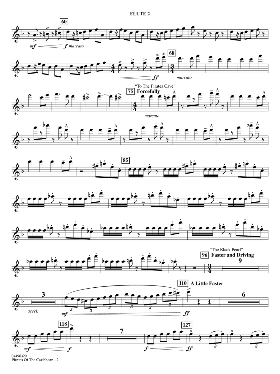 Pirates of the Caribbean (arr. Ted Ricketts) - Flute 2 Full Orchestra scores gallery preview page 2