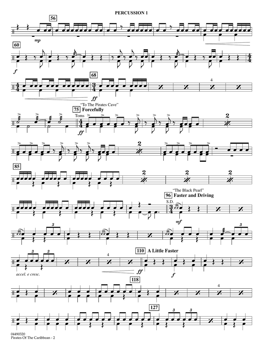 Pirates of the Caribbean (arr. Ted Ricketts) - Percussion 1 Full Orchestra scores gallery preview page 2