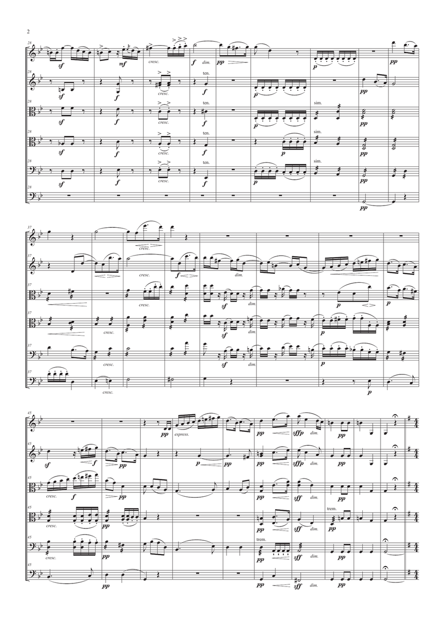 Andante from symphony No. 5 Op. 107 for string sextet String Orchestra scores gallery preview page 3