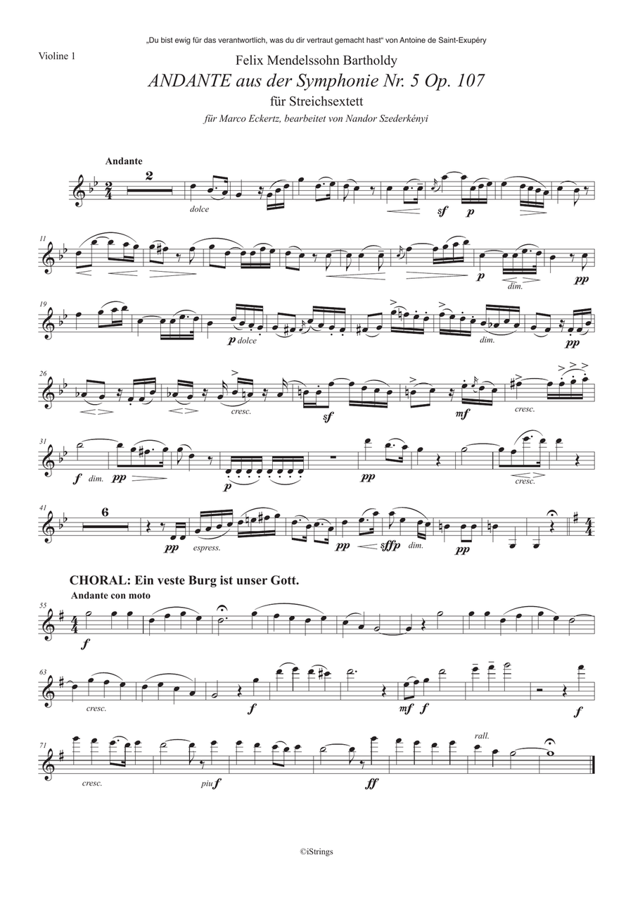 Andante from symphony No. 5 Op. 107 for string sextet String Orchestra scores gallery preview page 5