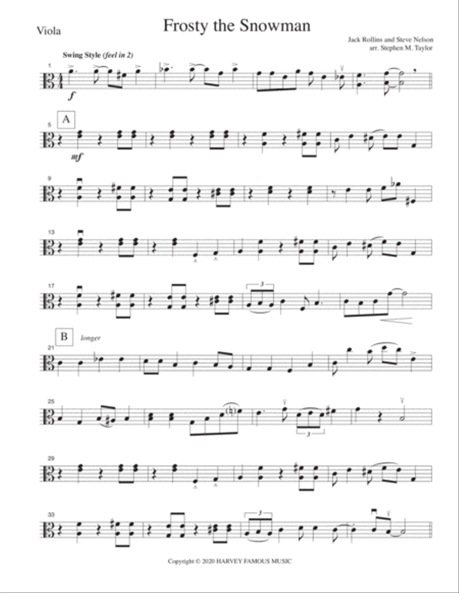 Frosty The Snowman Cello scores gallery preview page 6