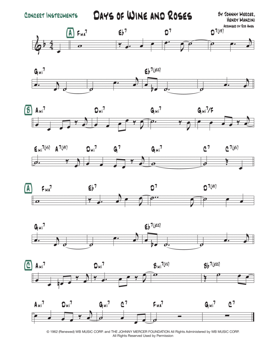 Days Of Wine And Roses Voice scores gallery preview page 1
