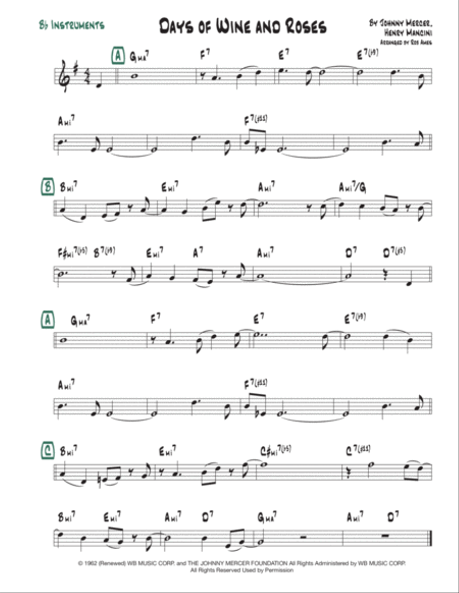 Days Of Wine And Roses Voice scores gallery preview page 2