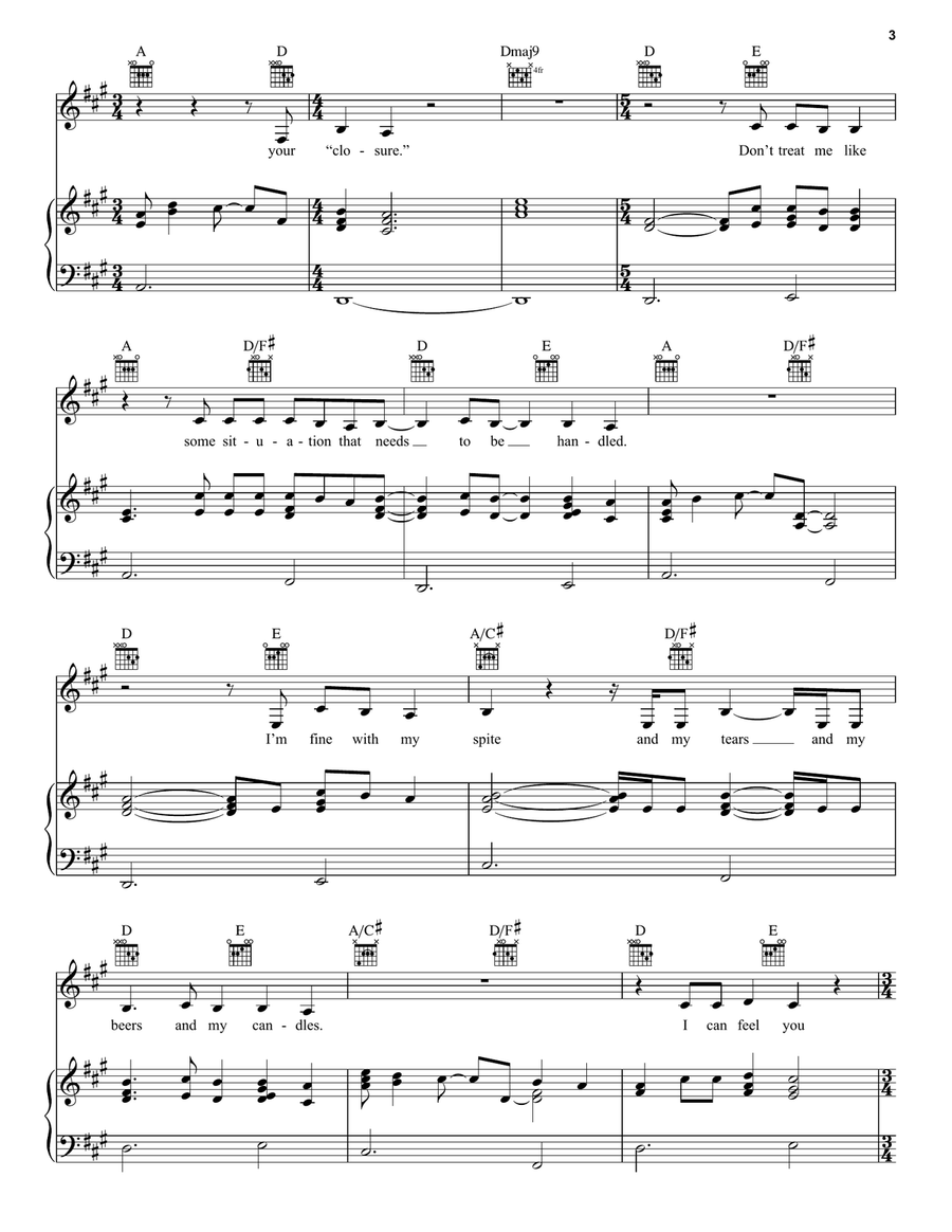 closure closure Piano, Vocal, Guitar scores gallery preview page 3