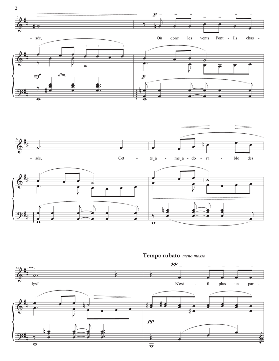 DEBUSSY: L'âme évaporée (transposed to D major, 