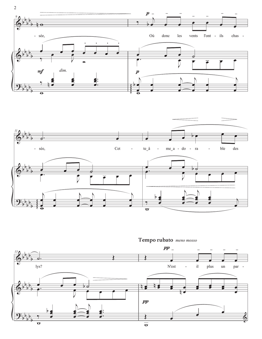 DEBUSSY: L'âme évaporée (transposed to D-flat major, 