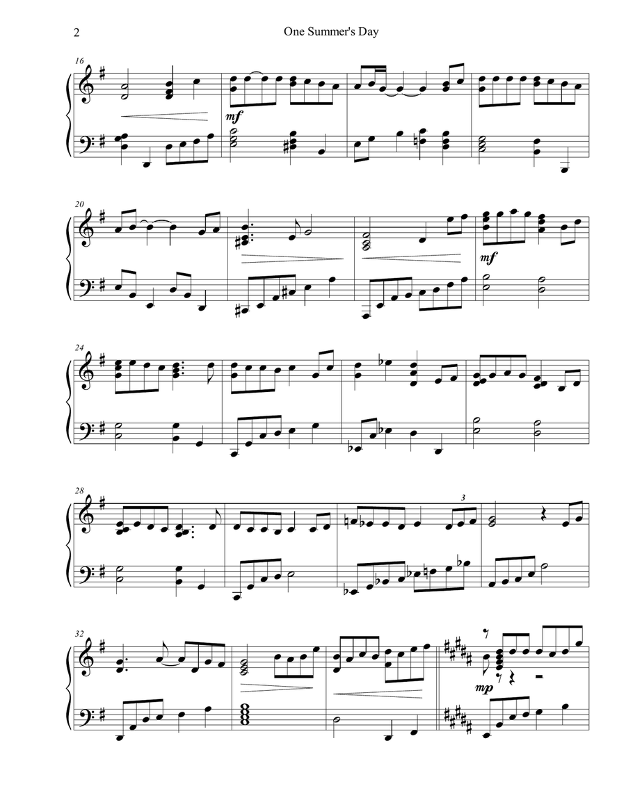 One Summer's Day One Summer's Day Piano Solo scores gallery preview page 2