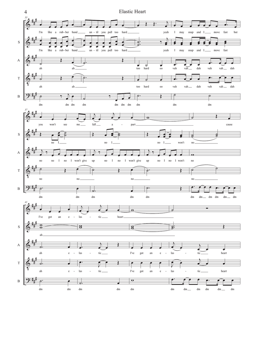 Elastic Heart 4-Part scores gallery preview page 4