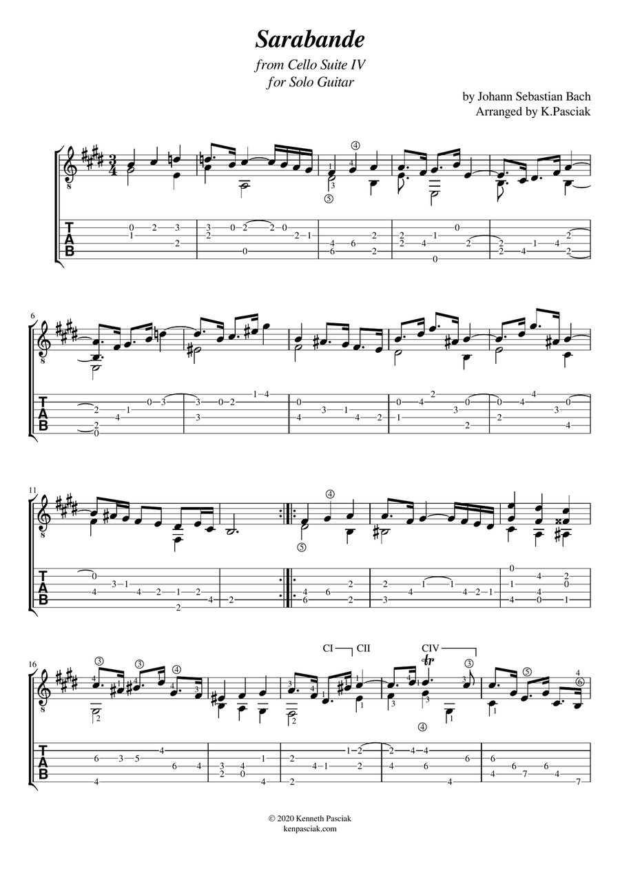 Sarabande from BWV1010 (for Solo Guitar) Sarabande from BWV1010 (for Solo Guitar) Acoustic Guitar scores gallery preview page 2