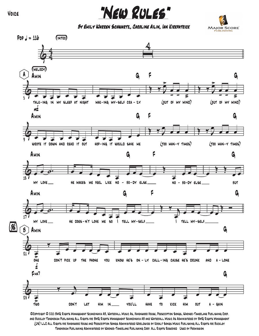 New Rules Piano, Vocal scores gallery preview page 2