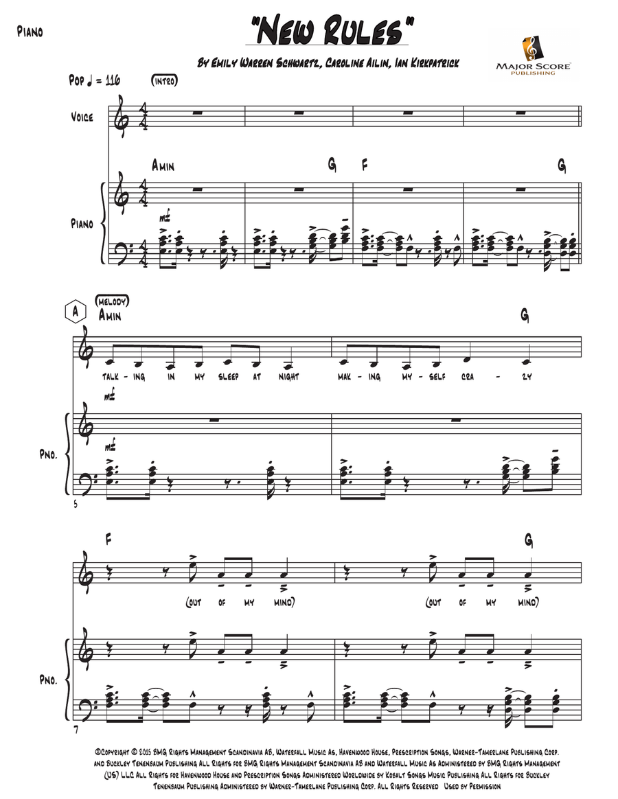 New Rules Piano, Vocal scores gallery preview page 6