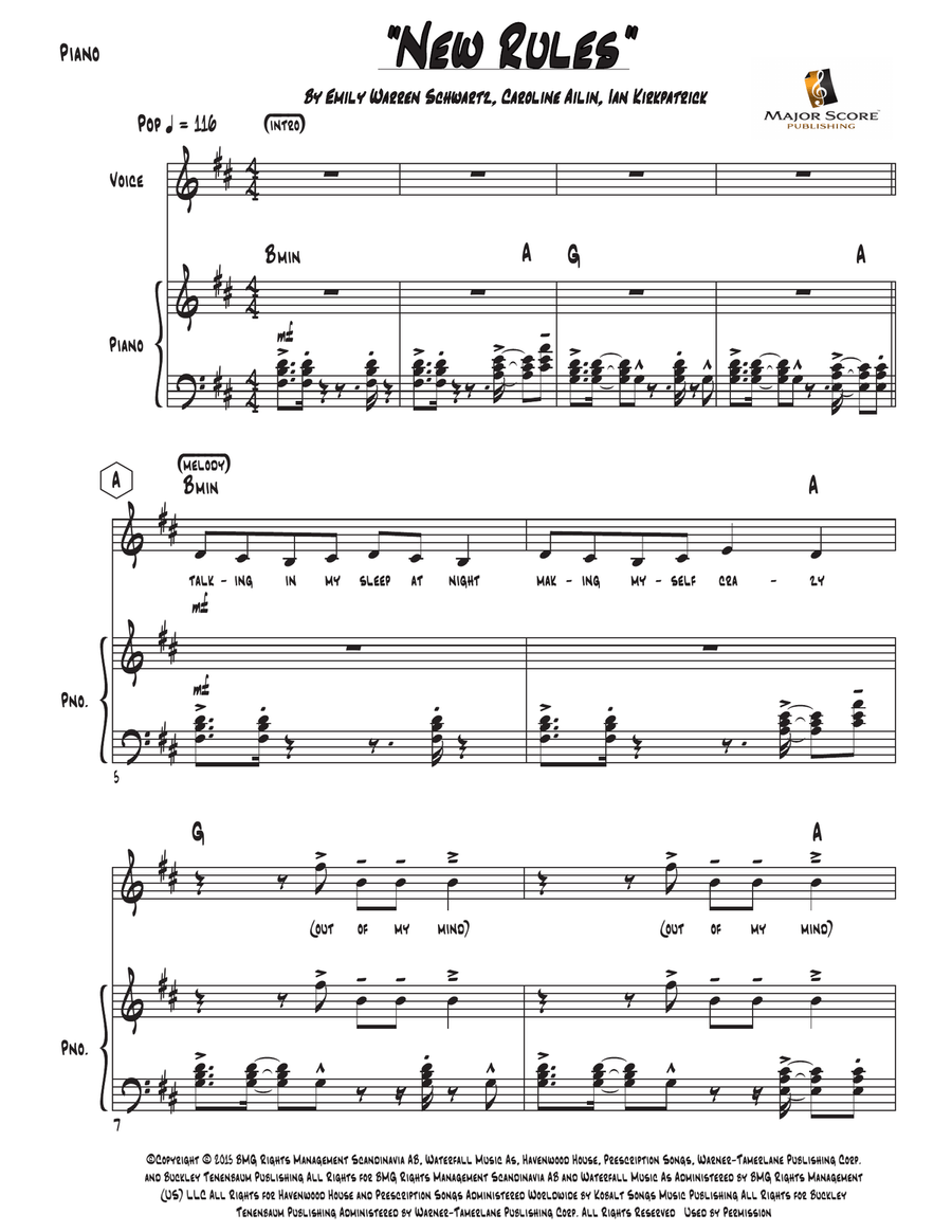 New Rules Piano, Vocal scores gallery preview page 6