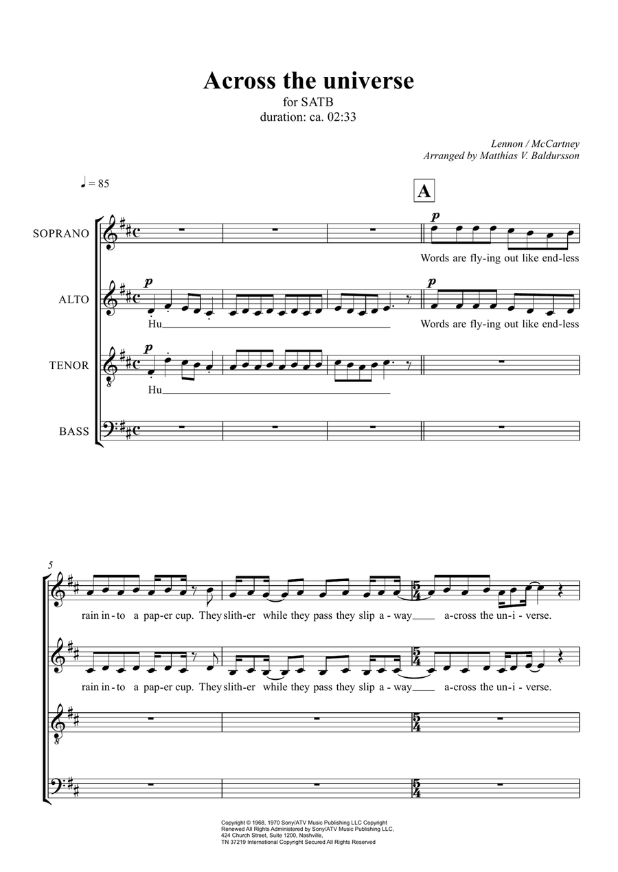Across The Universe Across The Universe 4-Part scores gallery preview page 2