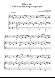 Believe me, If all those endearing young charms (for alto saxophone solo and piano accompaniment)