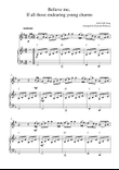 Believe me, If all those endearing young charms (for tenor saxophone solo and piano accompaniment)