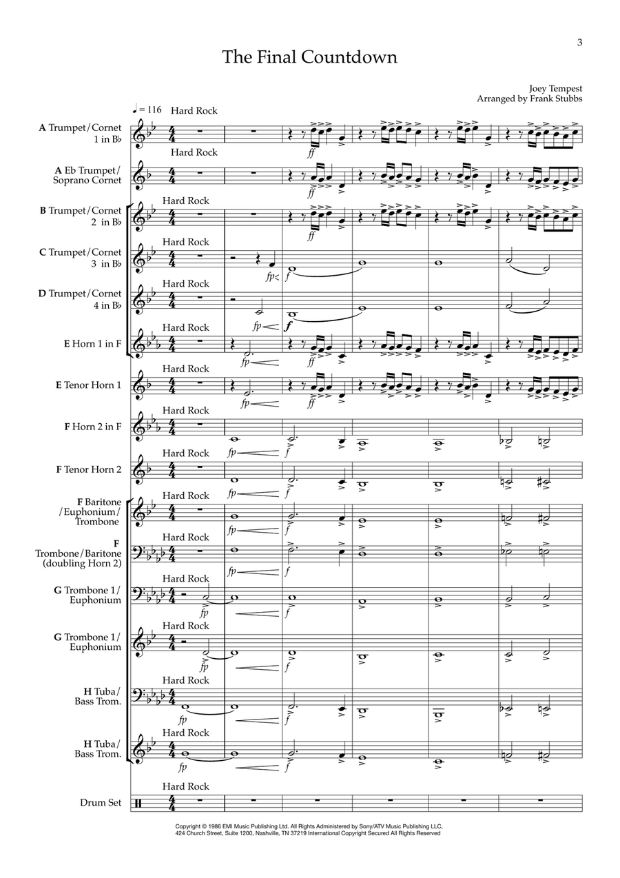 Final Countdown Final Countdown Brass Ensemble scores gallery preview page 3