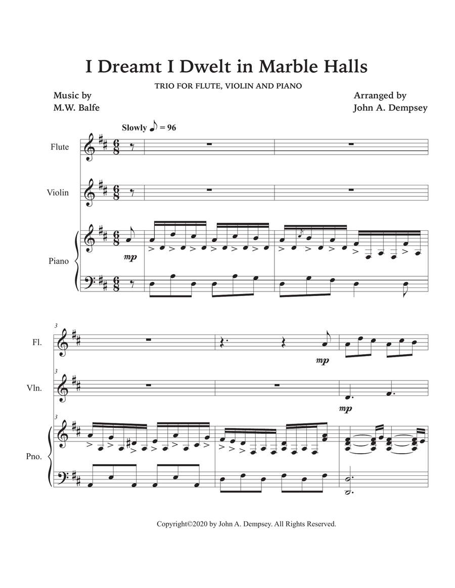 Marble Halls (Trio for Flute, Violin and Piano) Small Ensemble scores gallery preview page 5