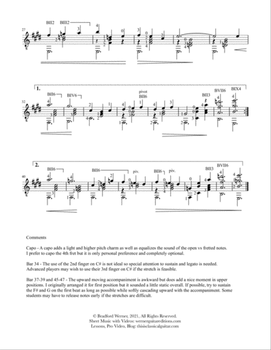 Gymnopédie No. 1 by Satie for Guitar Classical Guitar scores gallery preview page 3