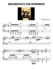 Beethoven's 5th Symphony (Piano Grade 3 - 4 Intermediate, with note names)