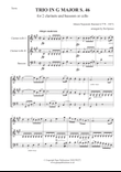 HUMMEL TRIO IN G MAJOR S. 46 FOR 2 CLARINETS & BASSOON OR CELLO