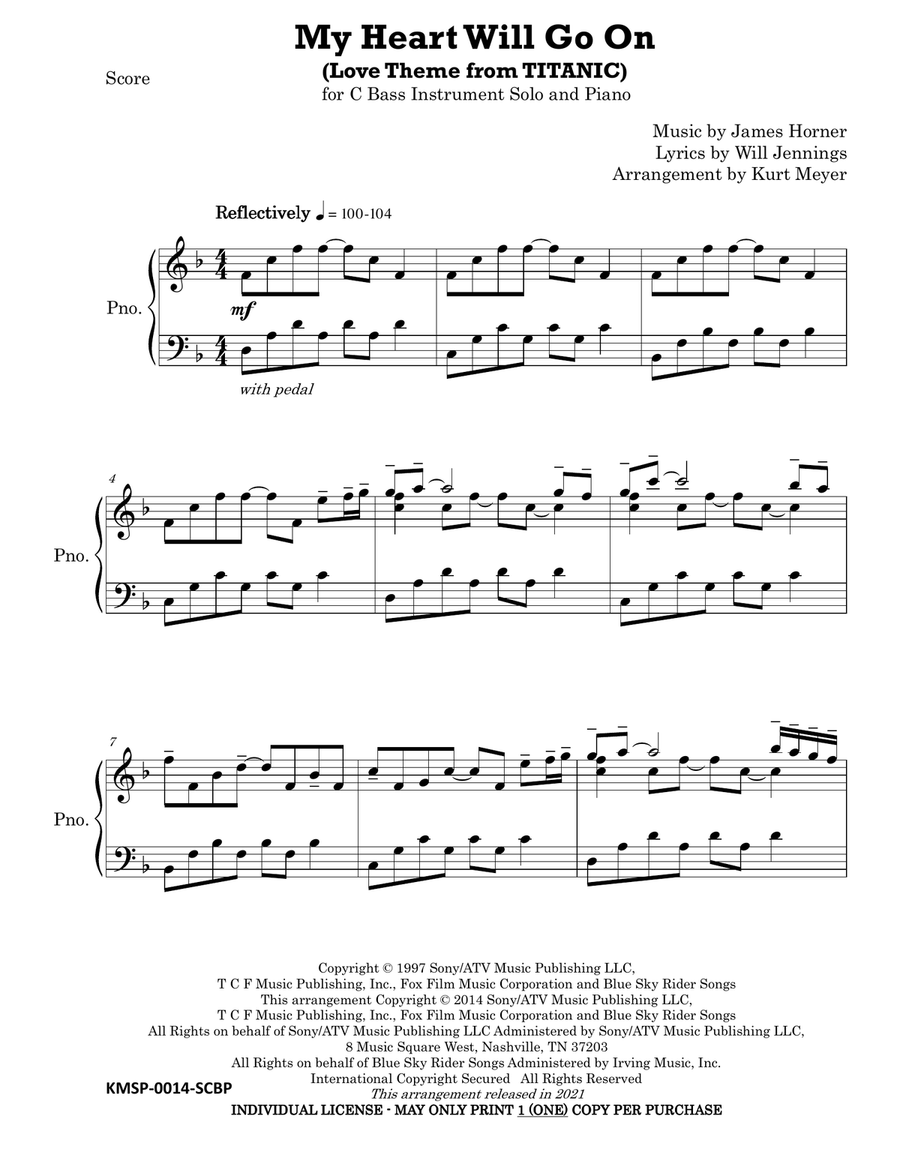 My Heart Will Go On (love Theme From 'titanic') Baritone Horn BC scores gallery preview page 2