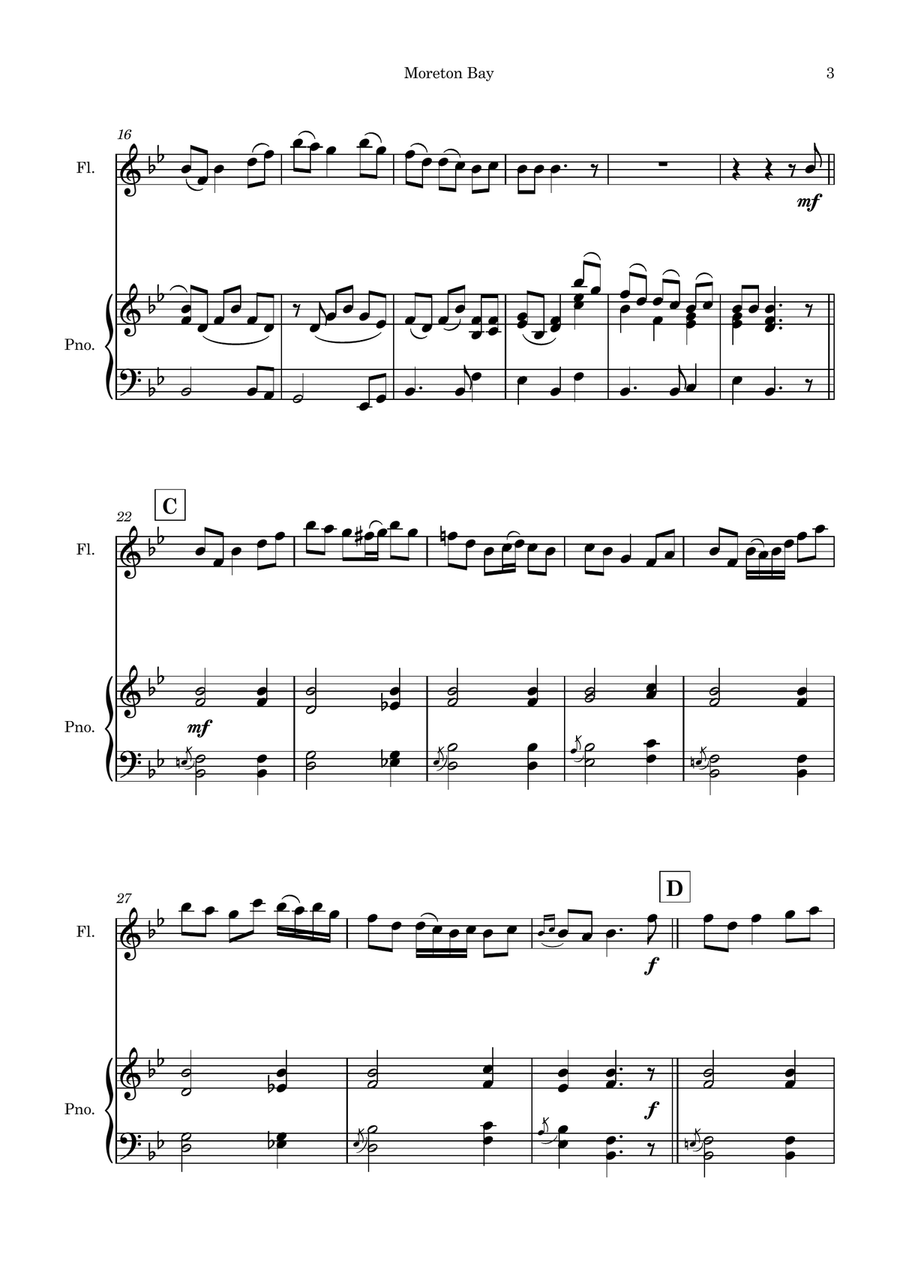 Moreton Bay Moreton Bay Flute Solo scores gallery preview page 3