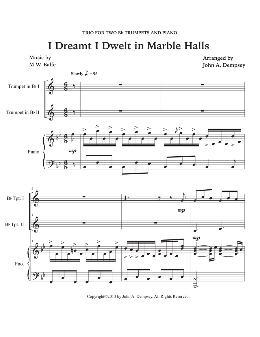 Marble Halls (Trio for Two Trumpets and Piano) Trumpet Duet scores gallery preview page 5