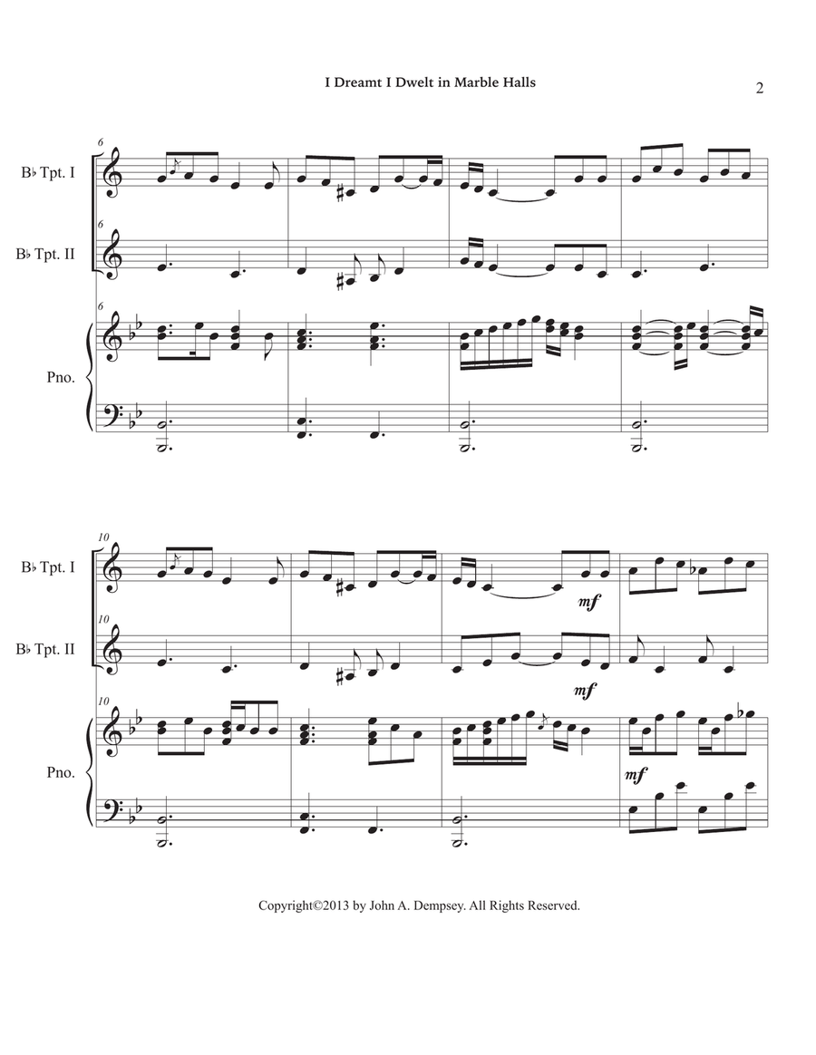 Marble Halls (Trio for Two Trumpets and Piano) Trumpet Duet scores gallery preview page 6