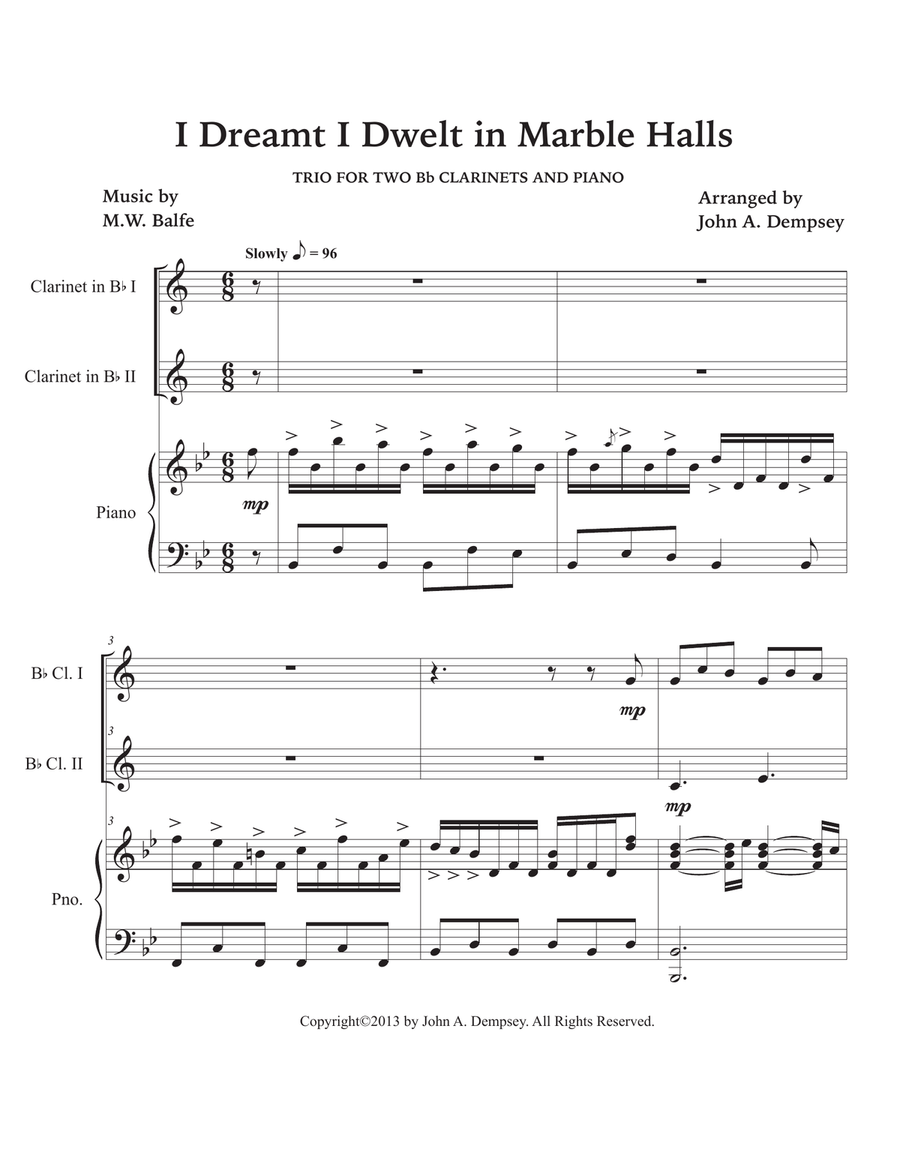 Marble Halls (Trio for Two Clarinets and Piano) Woodwind Duet scores gallery preview page 5