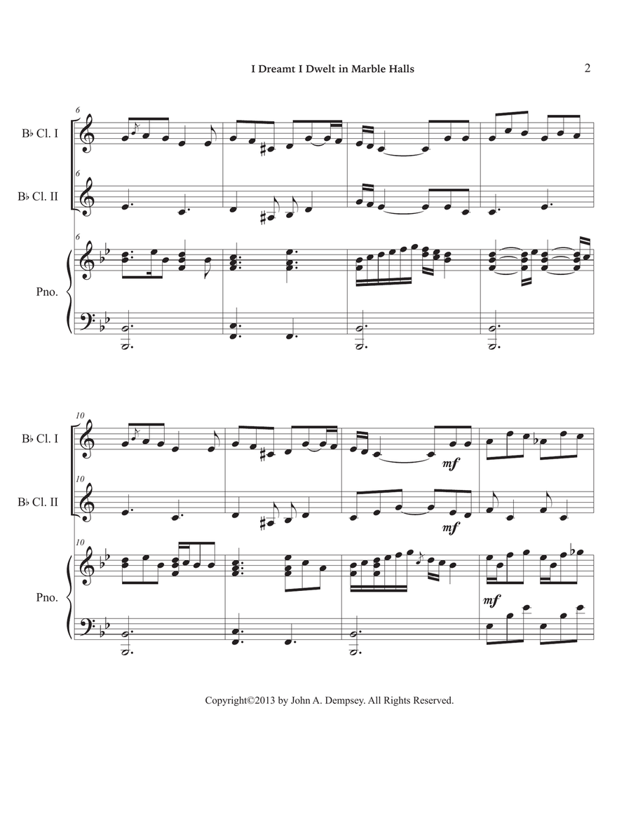 Marble Halls (Trio for Two Clarinets and Piano) Woodwind Duet scores gallery preview page 6