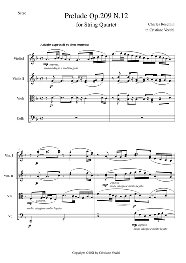 Prelude Op.209 N.12 for String Quartet