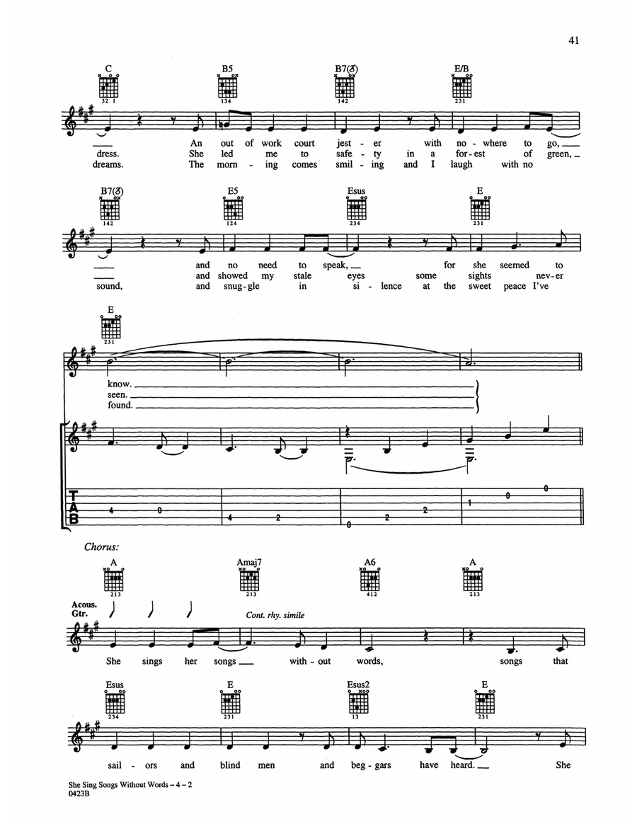 She Sings Songs Without Words Acoustic Guitar scores gallery preview page 2