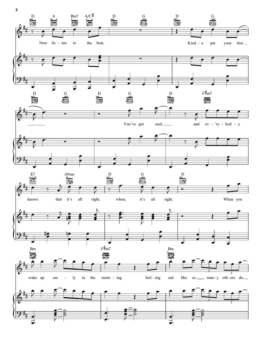 It's All Right (from Soul) Piano, Vocal, Guitar scores gallery preview page 2