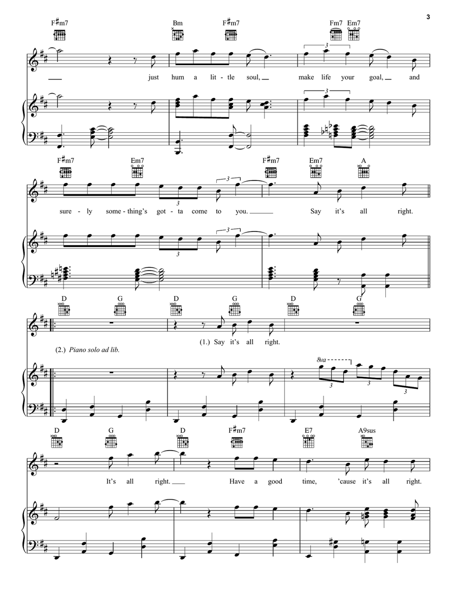 It's All Right (from Soul) Piano, Vocal, Guitar scores gallery preview page 3