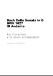 Bach Cello Sonata in G Andante for Flute or Oboe