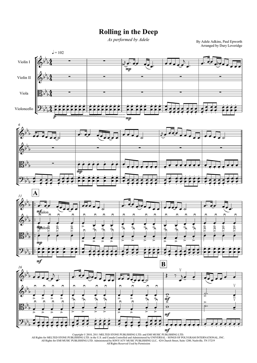 Rolling In The Deep String Quartet scores gallery preview page 2