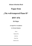 Fuge No7 BWV 876 for Saxophone Quartet SATB