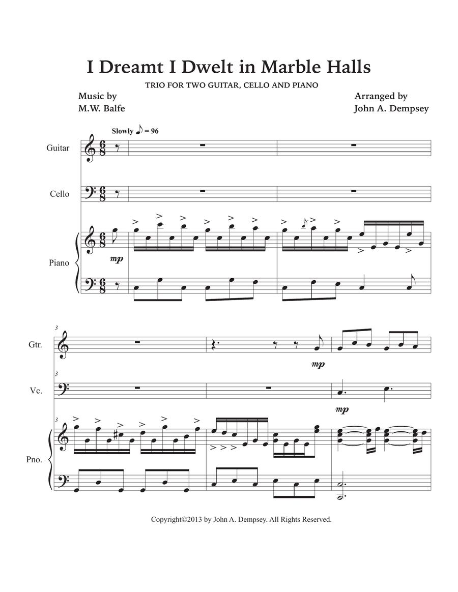Marble Halls (Trio for Guitar, Cello and Piano) Small Ensemble scores gallery preview page 5
