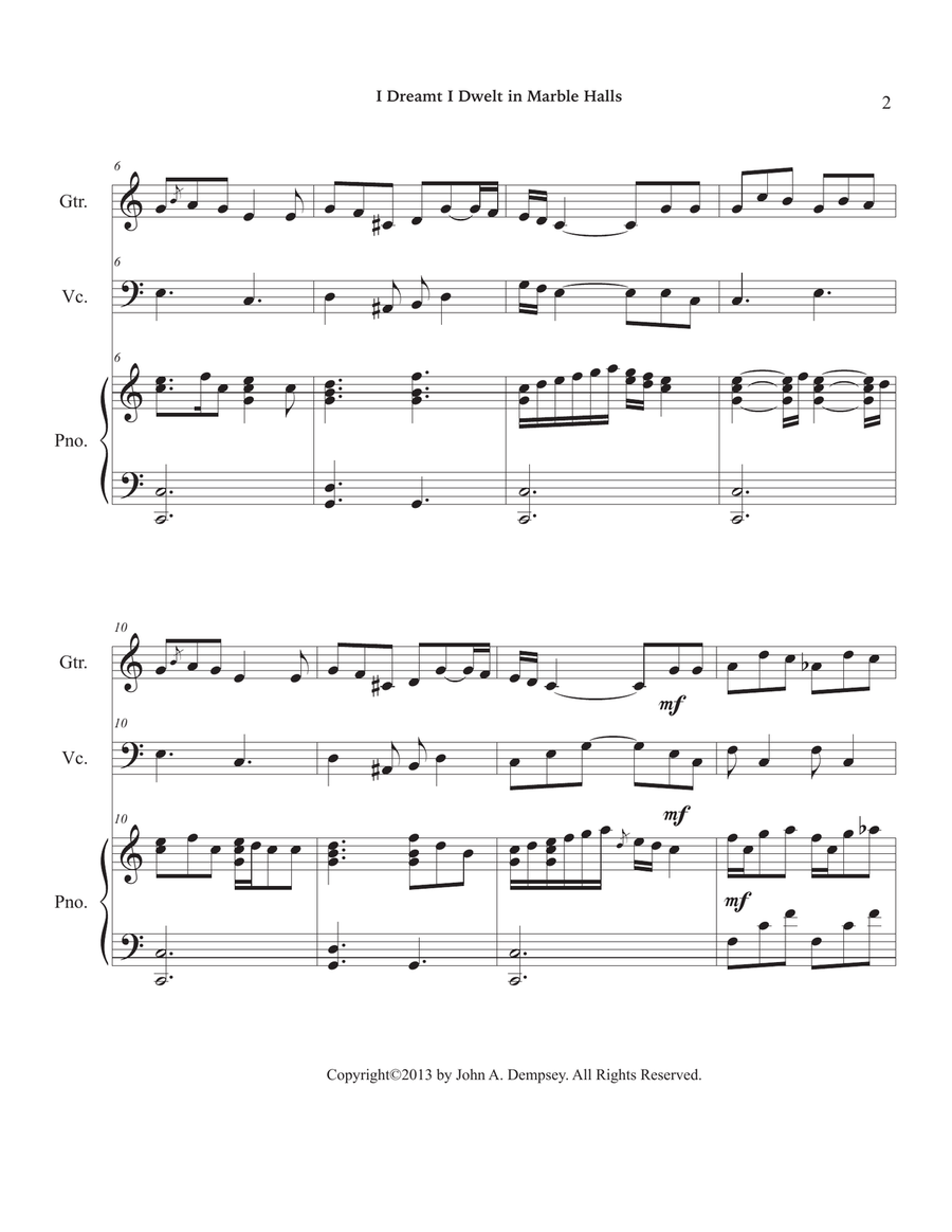 Marble Halls (Trio for Guitar, Cello and Piano) Small Ensemble scores gallery preview page 6