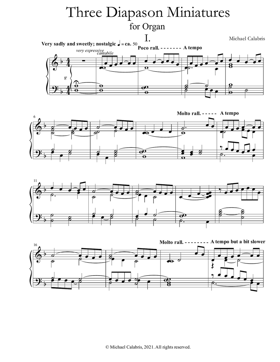 Three Diapason Miniatures (for Organ) Organ Solo scores gallery preview page 2