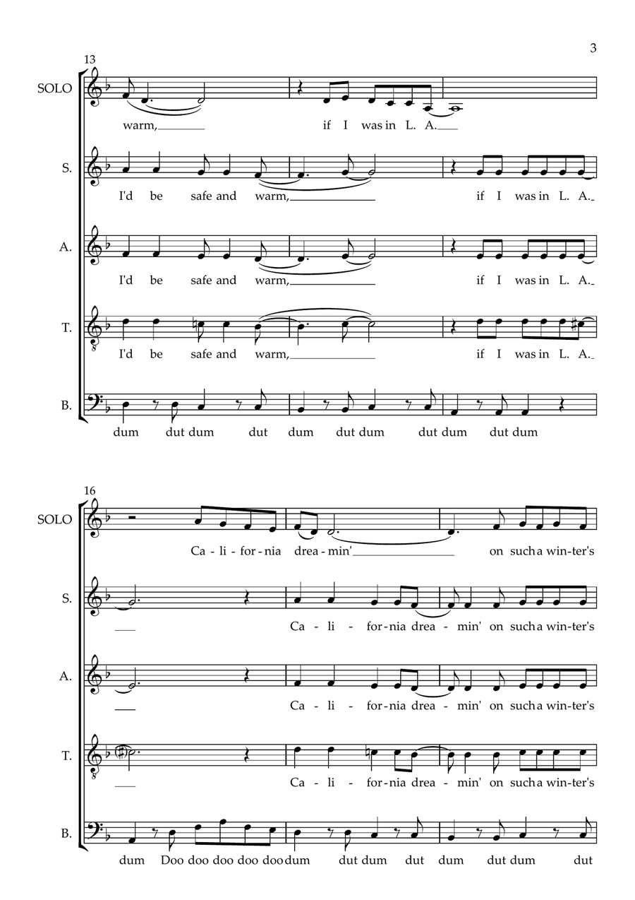 California Dreamin' (arr. Abi Moore) SSATB scores gallery preview page 3
