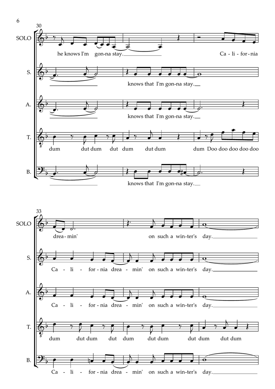 California Dreamin' (arr. Abi Moore) SSATB scores gallery preview page 6
