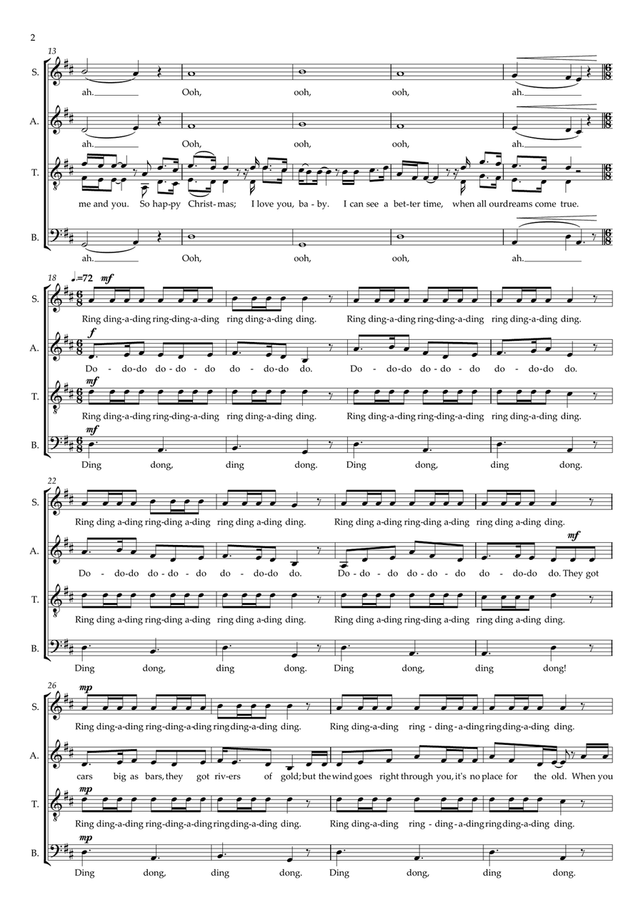 The Fairytale Of New York (arr. Doug Watts) SATTB scores gallery preview page 2