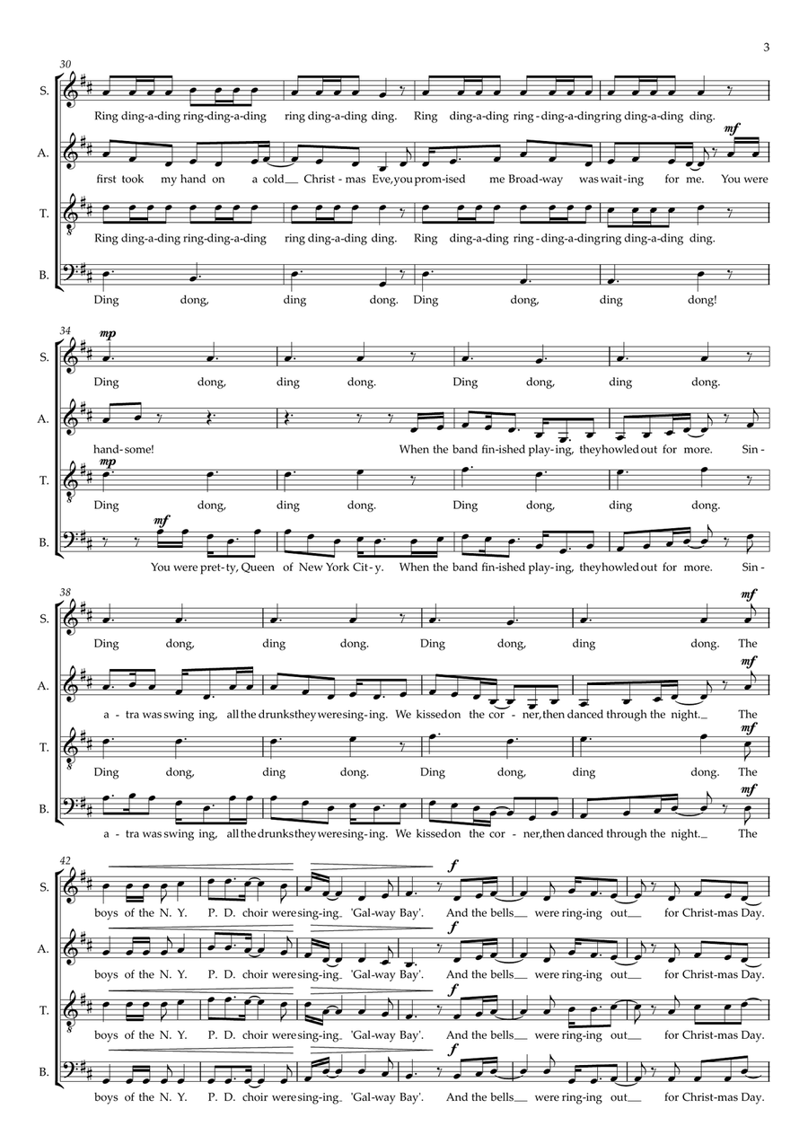 The Fairytale Of New York (arr. Doug Watts) SATTB scores gallery preview page 3