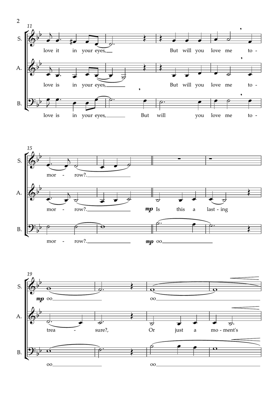 Will You Love Me Tomorrow (Will You Still Love Me Tomorrow) (arr. Dom Stichbury) 3-Part scores gallery preview page 2