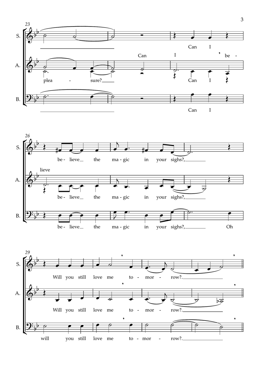 Will You Love Me Tomorrow (Will You Still Love Me Tomorrow) (arr. Dom Stichbury) 3-Part scores gallery preview page 3