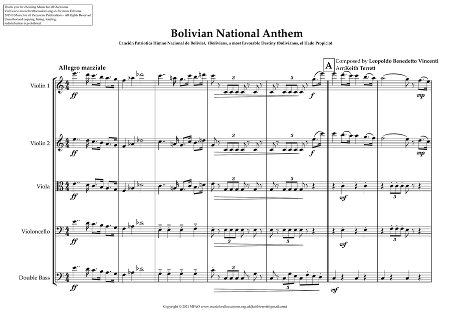 Bolivian National Anthem for String Orchestra (MFAO World National Anthem Series) String Orchestra scores gallery preview page 2